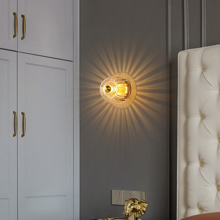 Modern Glass Flush Mount Light | Sun Shape | Full Copper | Dual-Purpose | 1-Light | Lologe