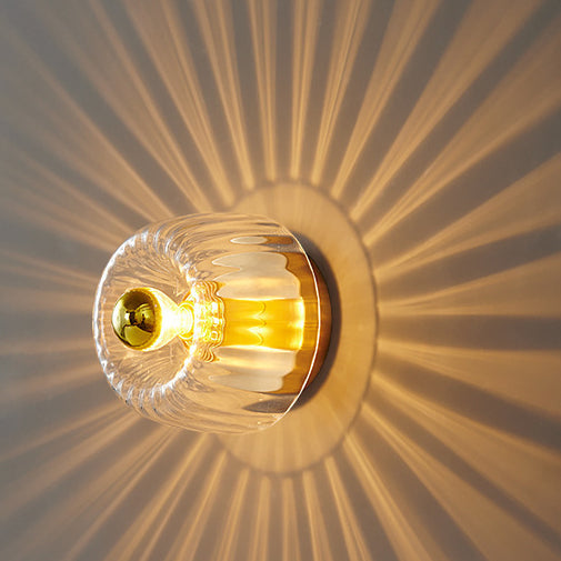 Modern Glass Flush Mount Light | Sun Shape | Full Copper | Dual-Purpose | 1-Light | Lologe