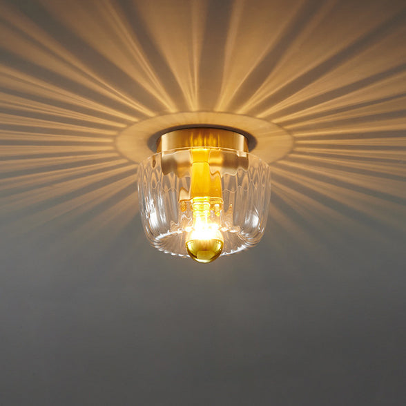 Modern Glass Flush Mount Light | Sun Shape | Full Copper | Dual-Purpose | 1-Light | Lologe