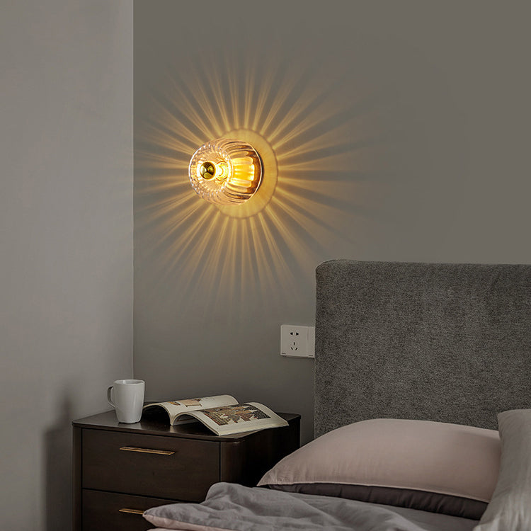 Modern Glass Flush Mount Light | Sun Shape | Full Copper | Dual-Purpose | 1-Light | Lologe