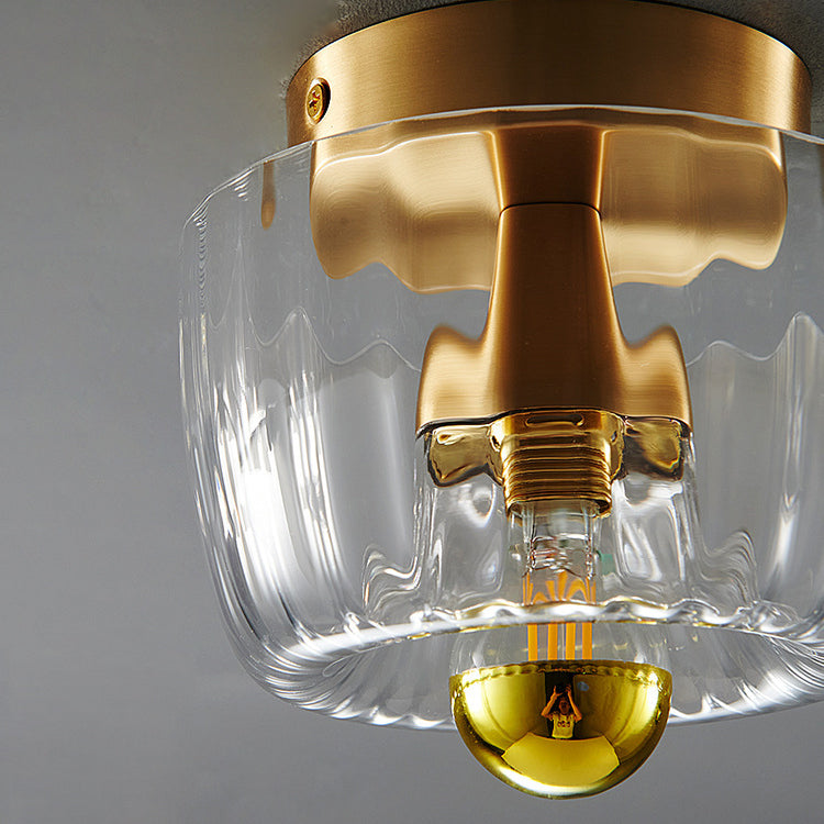 Modern Glass Flush Mount Light | Sun Shape | Full Copper | Dual-Purpose | 1-Light | Lologe