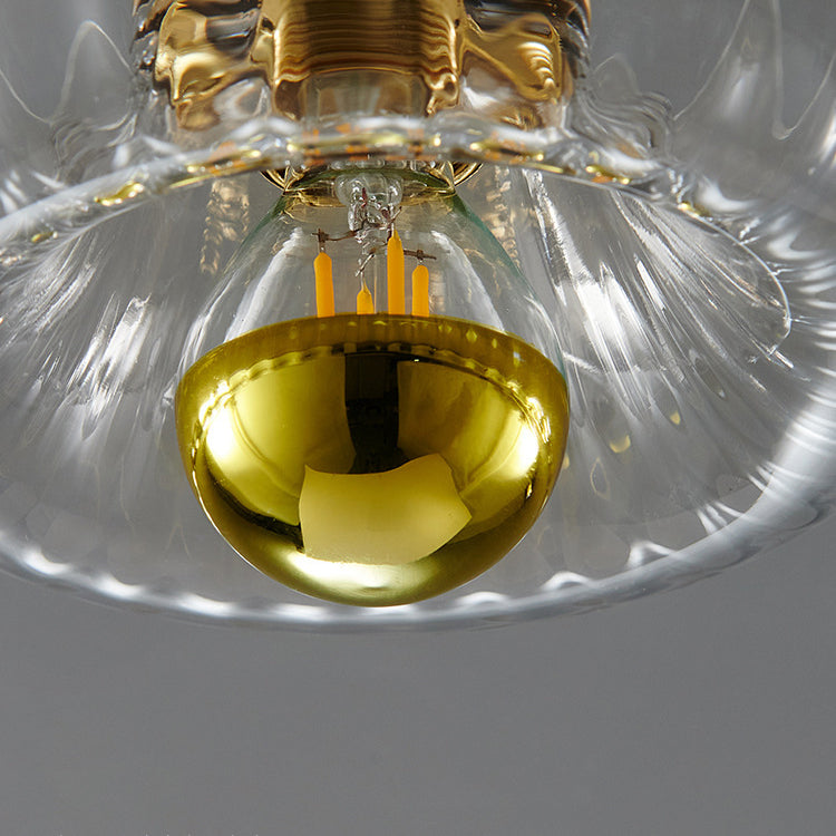 Modern Glass Flush Mount Light | Sun Shape | Full Copper | Dual-Purpose | 1-Light | Lologe