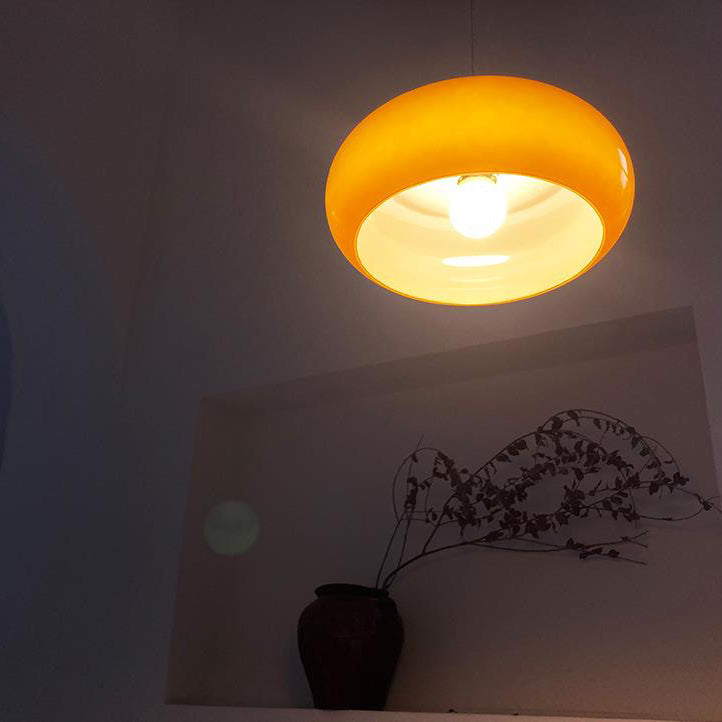 Glass Dome Pendant Light | Dining Room White Orange Glass Vintage Design | Lologe