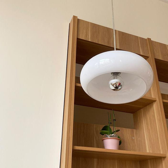 Glass Dome Pendant Light | Dining Room White Orange Glass Vintage Design | Lologe