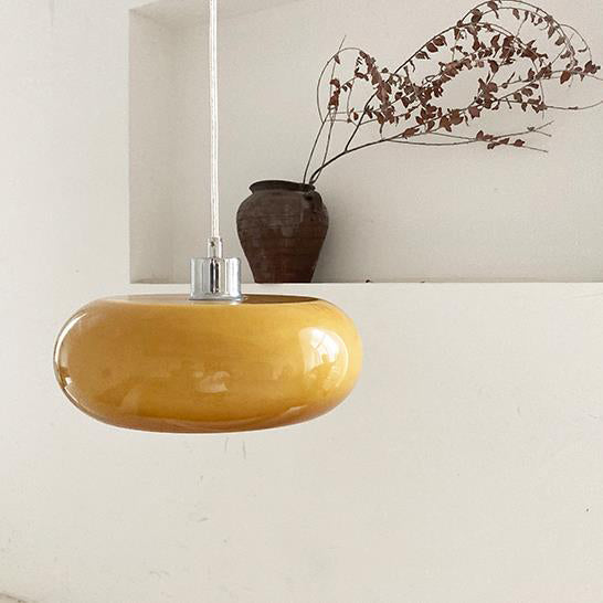 Glass Dome Pendant Light | Dining Room White Orange Glass Vintage Design | Lologe
