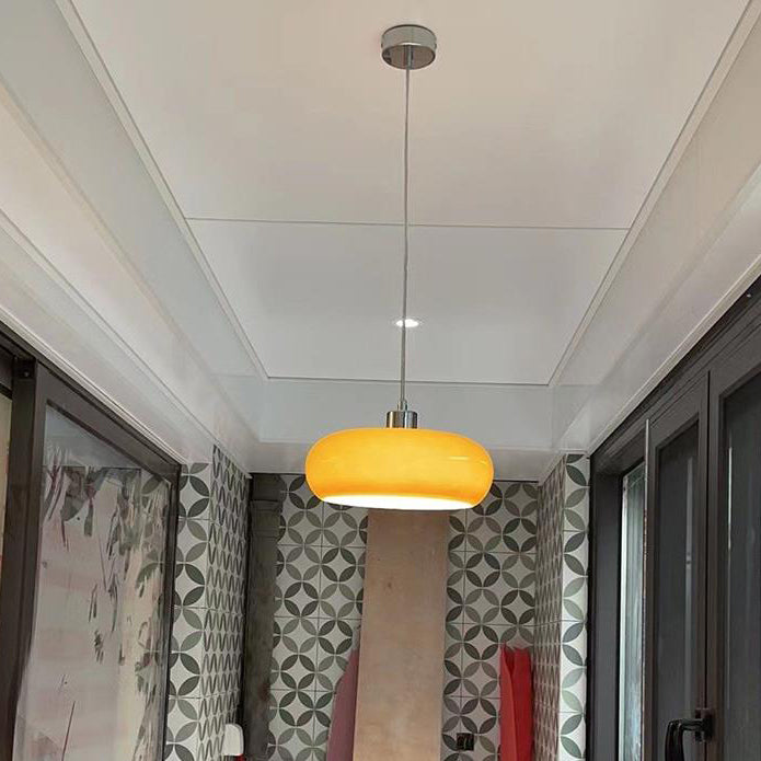 Glass Dome Pendant Light | Dining Room White Orange Glass Vintage Design | Lologe