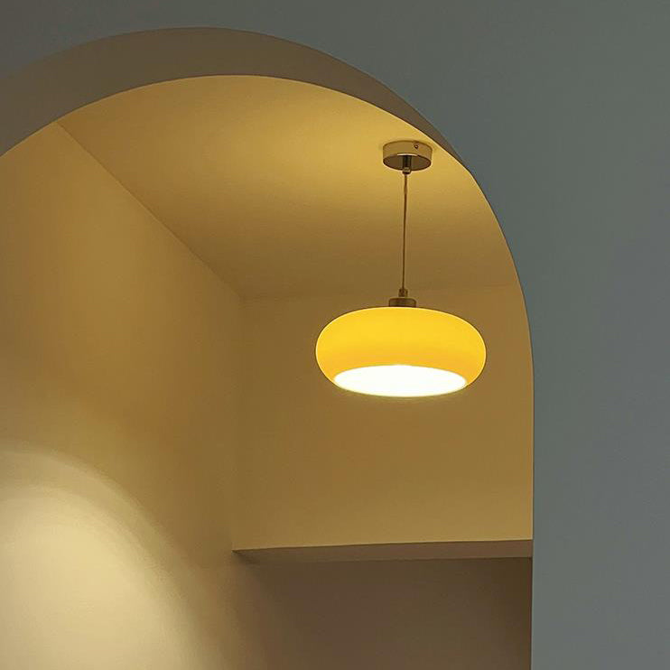 Glass Dome Pendant Light | Dining Room White Orange Glass Vintage Design | Lologe