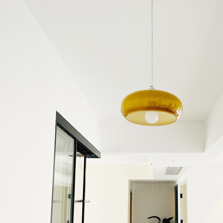 Glass Dome Pendant Light | Dining Room White Orange Glass Vintage Design | Lologe
