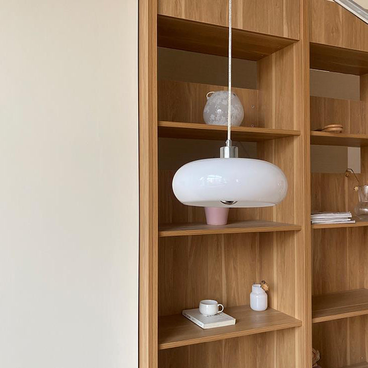 Glass Dome Pendant Light | Dining Room White Orange Glass Vintage Design | Lologe