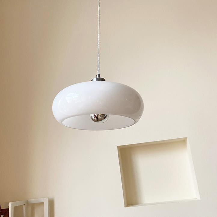 Glass Dome Pendant Light | Dining Room White Orange Glass Vintage Design | Lologe