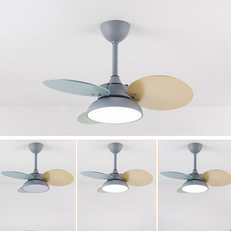 LED Ceiling Fan Light | For Kids Room | Colorful Round Blade | Semi-Flush Mount | Lologe