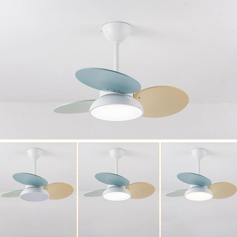 LED Ceiling Fan Light | For Kids Room | Colorful Round Blade | Semi-Flush Mount | Lologe