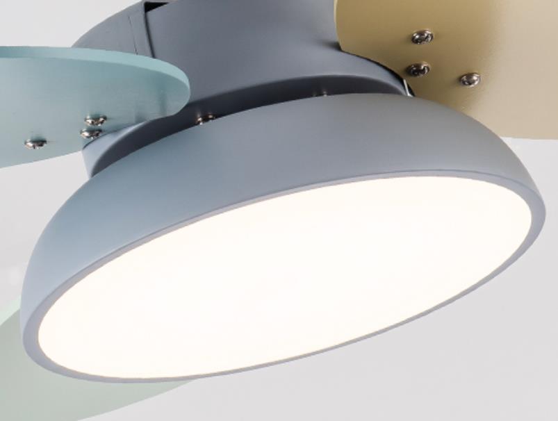 LED Ceiling Fan Light | For Kids Room | Colorful Round Blade | Semi-Flush Mount | Lologe