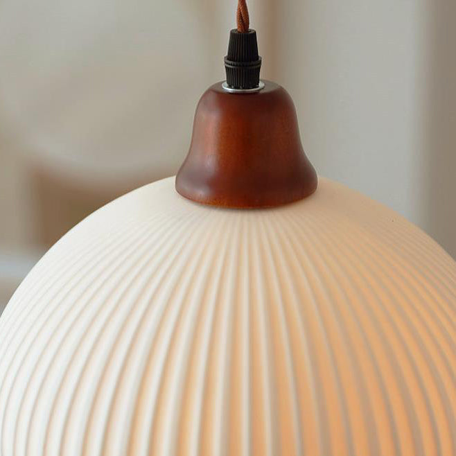 Japanese Ceramic Dome Pendant Light | Soft Kitchen Ambience | Lologe