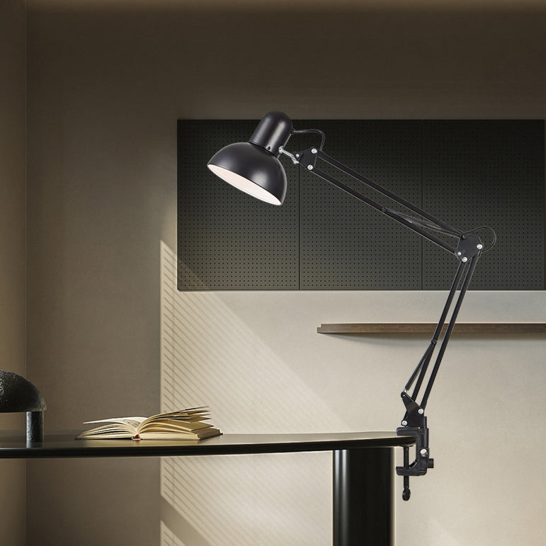 Clip-On Bedroom Table Lamp | Iron & ABS Retractable Long Arm Minimalist | Lologe