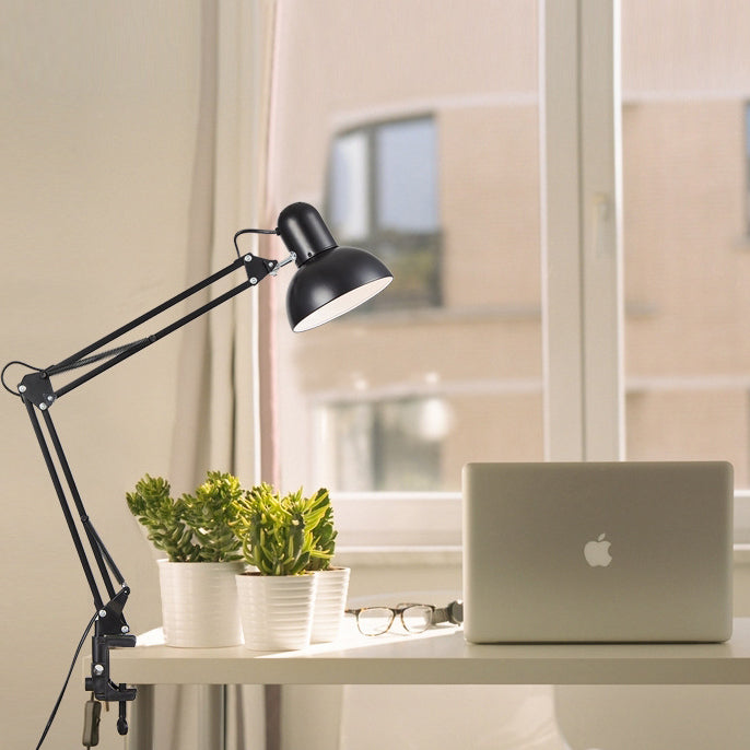 Clip-On Bedroom Table Lamp | Iron & ABS Retractable Long Arm Minimalist | Lologe