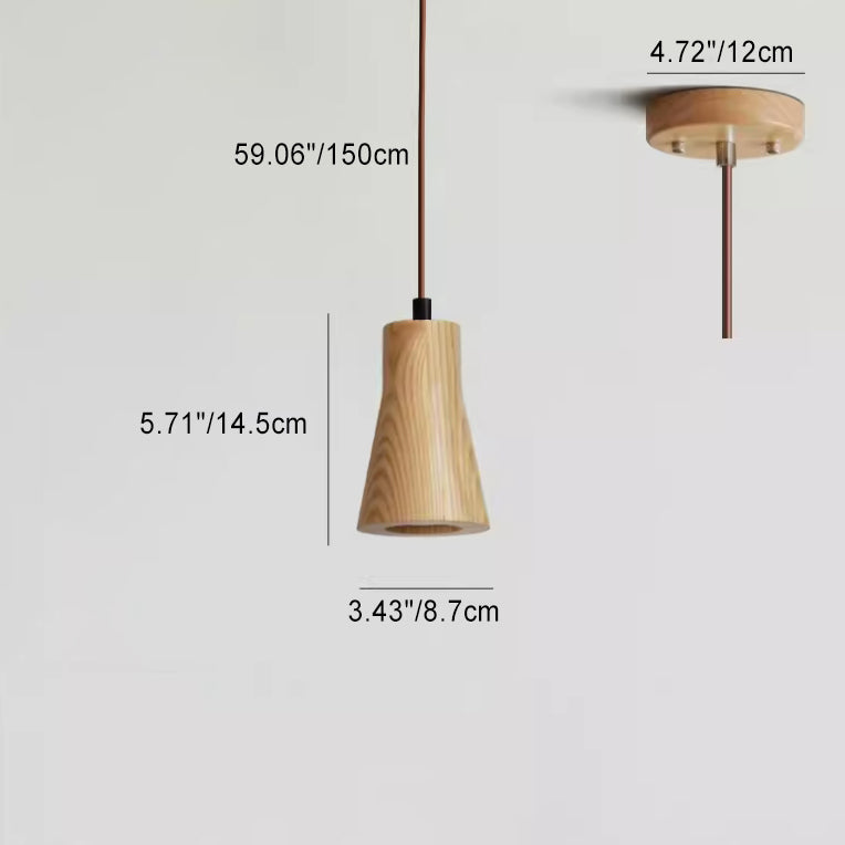 Wooden Cylinder Pendant Light | Kitchen Island Minimalist 1-Light Fixture | Lologe