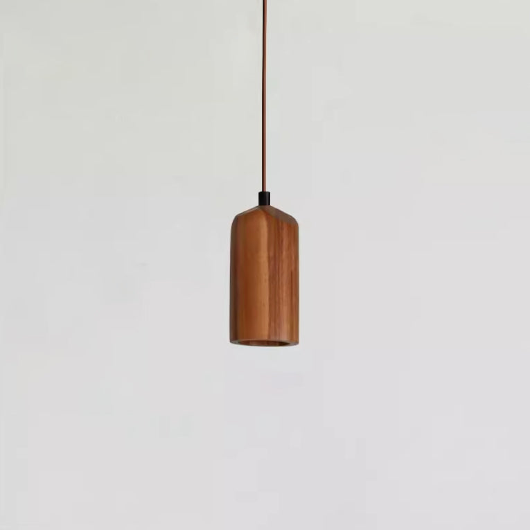 Wooden Cylinder Pendant Light | Kitchen Island Minimalist 1-Light Fixture | Lologe