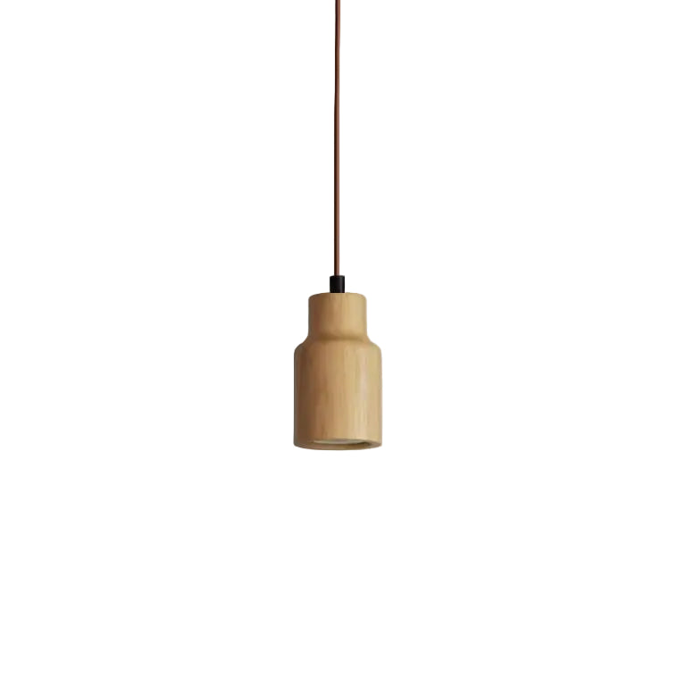 Wooden Cylinder Pendant Light | Kitchen Island Minimalist 1-Light Fixture | Lologe