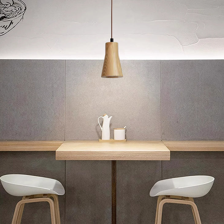 Wooden Cylinder Pendant Light | Kitchen Island Minimalist 1-Light Fixture | Lologe