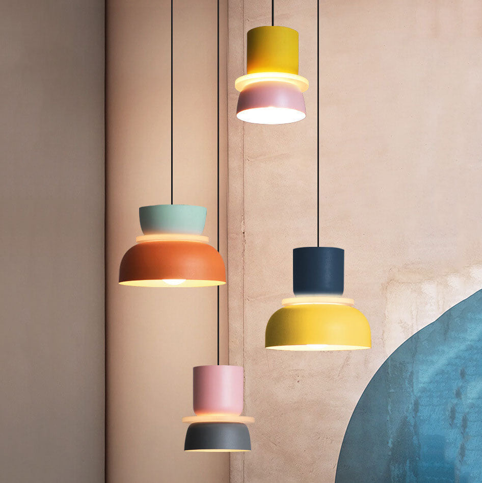 LED Pendant Light for Kitchen Island | Modern Metal Colourful Macaron Shade | Lologe