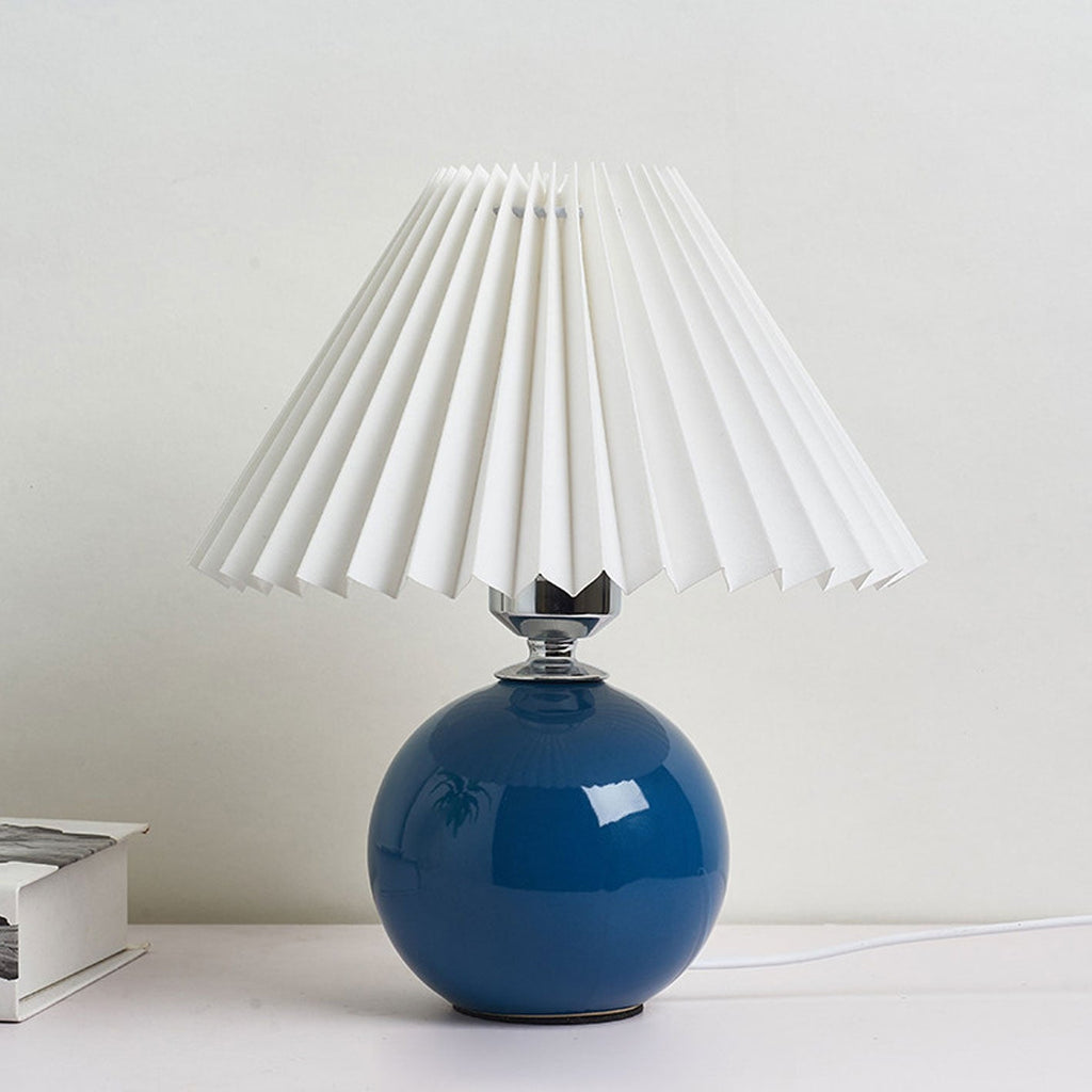 Table Lamp Bedroom Ceramic Pleated Shade | Minimalist Design | Lologe