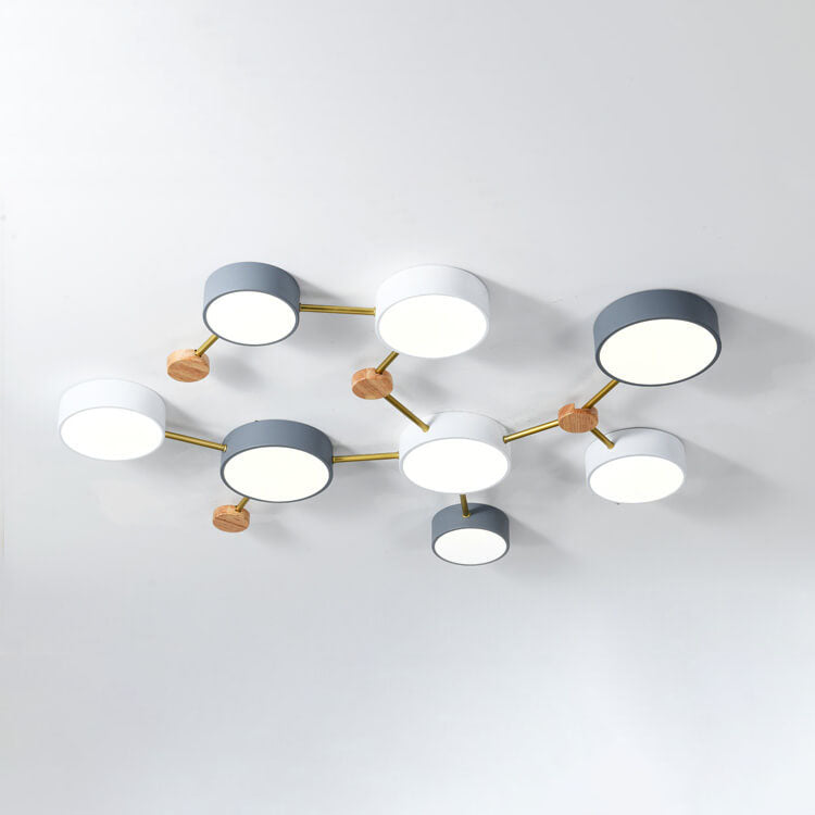 LED Flush Mount Ceiling Light | Bedroom Lighting | Solid Wood & Iron | Scandinavian Modern | Lologe