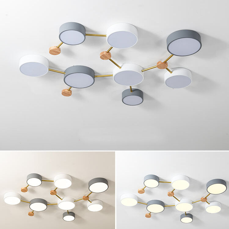 LED Flush Mount Ceiling Light | Bedroom Lighting | Solid Wood & Iron | Scandinavian Modern | Lologe