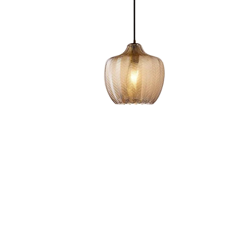 Glass Pendant Light for Dining Room | Textured Wavy Glass Modern Barrel Design | Lologe