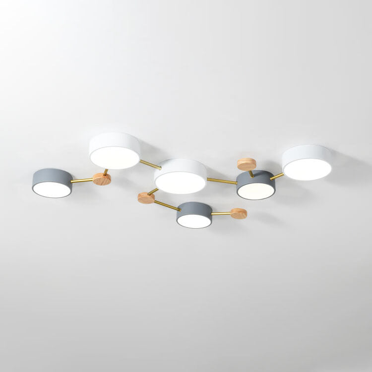 LED Flush Mount Ceiling Light | Bedroom Lighting | Solid Wood & Iron | Scandinavian Modern | Lologe