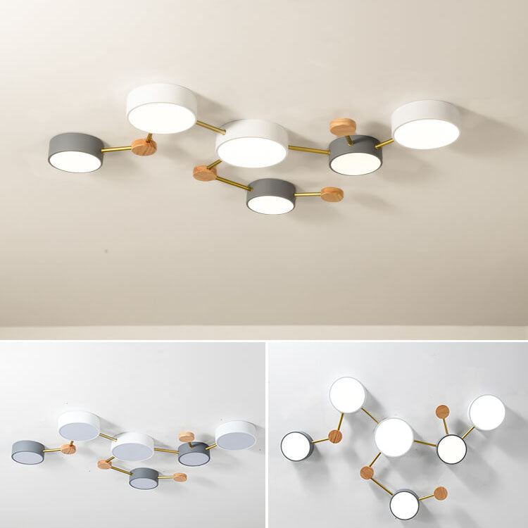 LED Flush Mount Ceiling Light | Bedroom Lighting | Solid Wood & Iron | Scandinavian Modern | Lologe