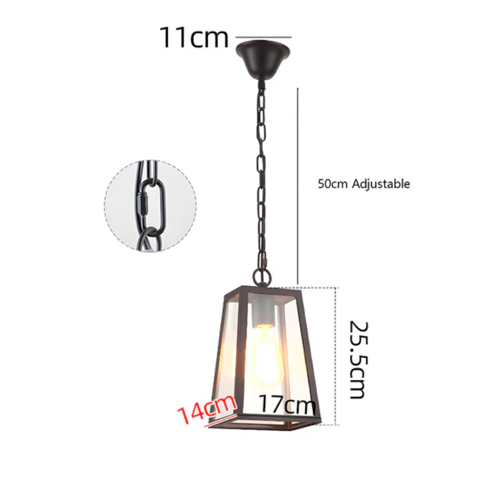 Vintage Black Outdoor Pendant Light | Porch Gazebo | IP65 | Weather Resistant | Hanging Fixture | Lologe