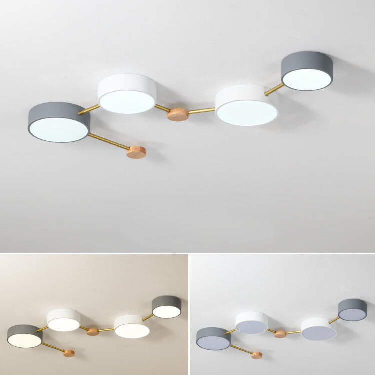 LED Flush Mount Ceiling Light | Bedroom Lighting | Solid Wood & Iron | Scandinavian Modern | Lologe