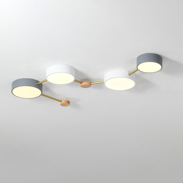LED Flush Mount Ceiling Light | Bedroom Lighting | Solid Wood & Iron | Scandinavian Modern | Lologe