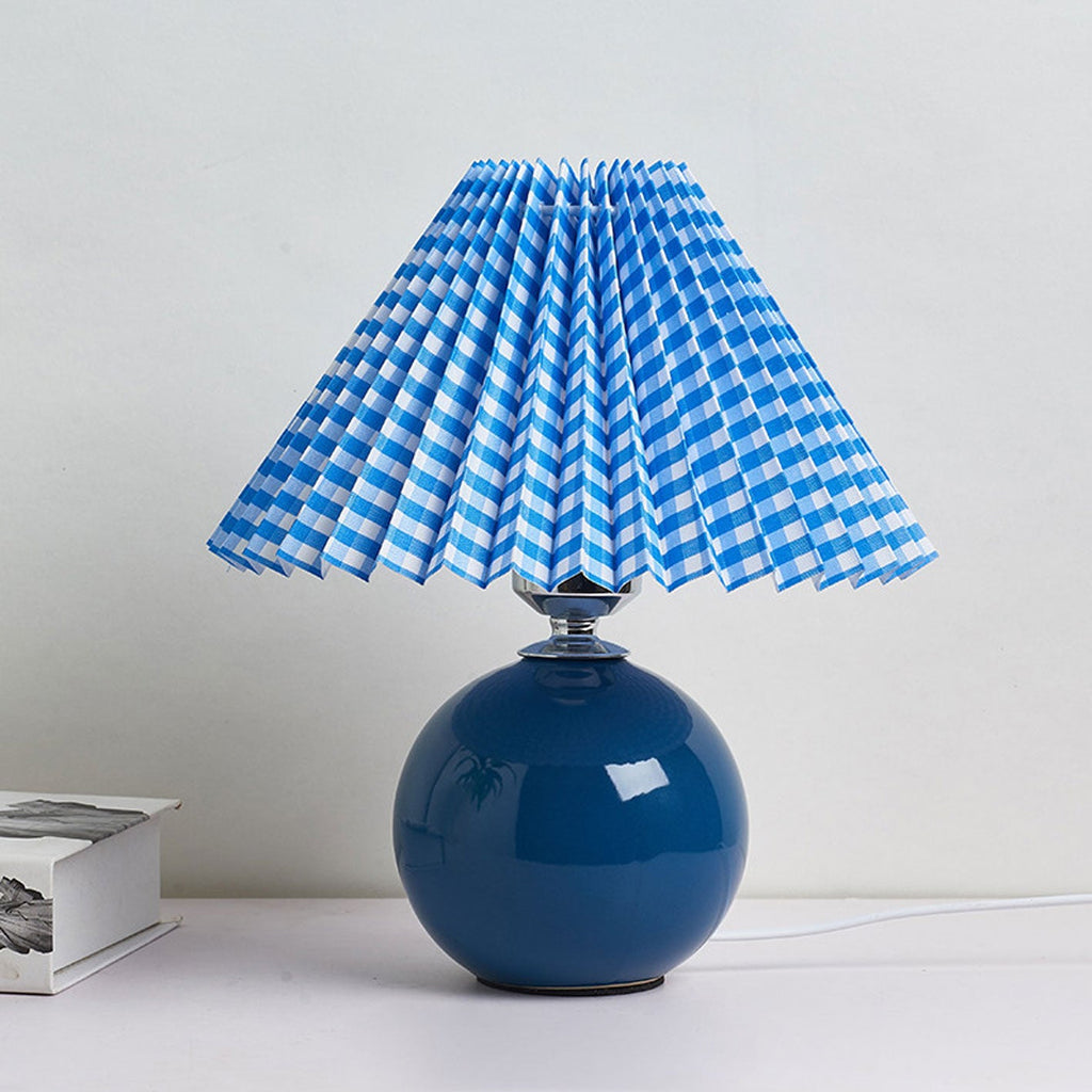 Table Lamp Bedroom Ceramic Pleated Shade | Minimalist Design | Lologe