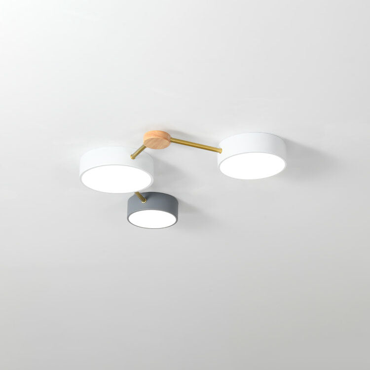 LED Flush Mount Ceiling Light | Bedroom Lighting | Solid Wood & Iron | Scandinavian Modern | Lologe