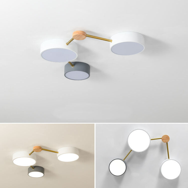 LED Flush Mount Ceiling Light | Bedroom Lighting | Solid Wood & Iron | Scandinavian Modern | Lologe