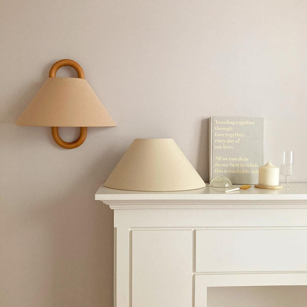 Wood Wall Sconce for Bedroom | Pleated Semi-Circle Shade Modern Lighting | Lologe