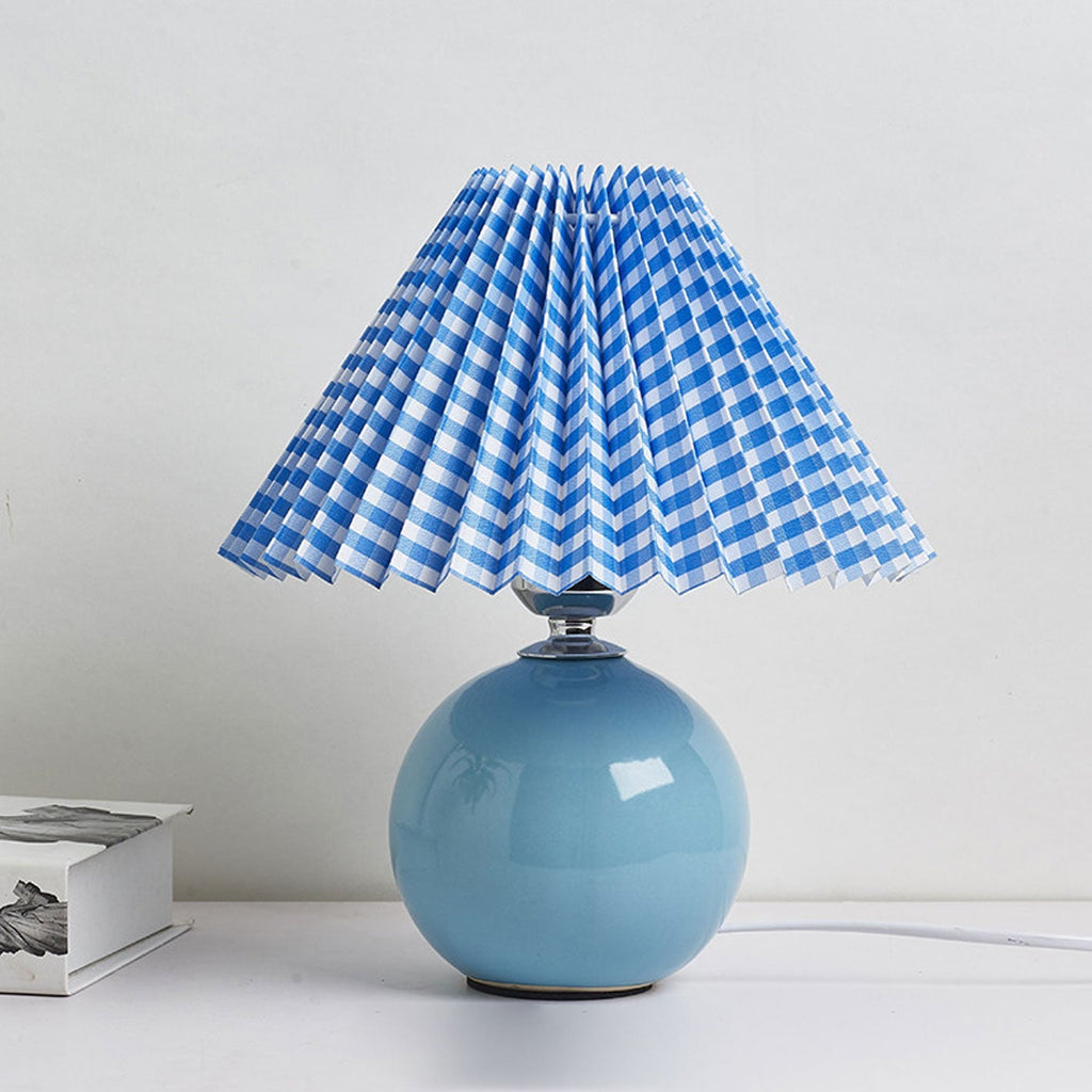 Table Lamp Bedroom Ceramic Pleated Shade | Minimalist Design | Lologe