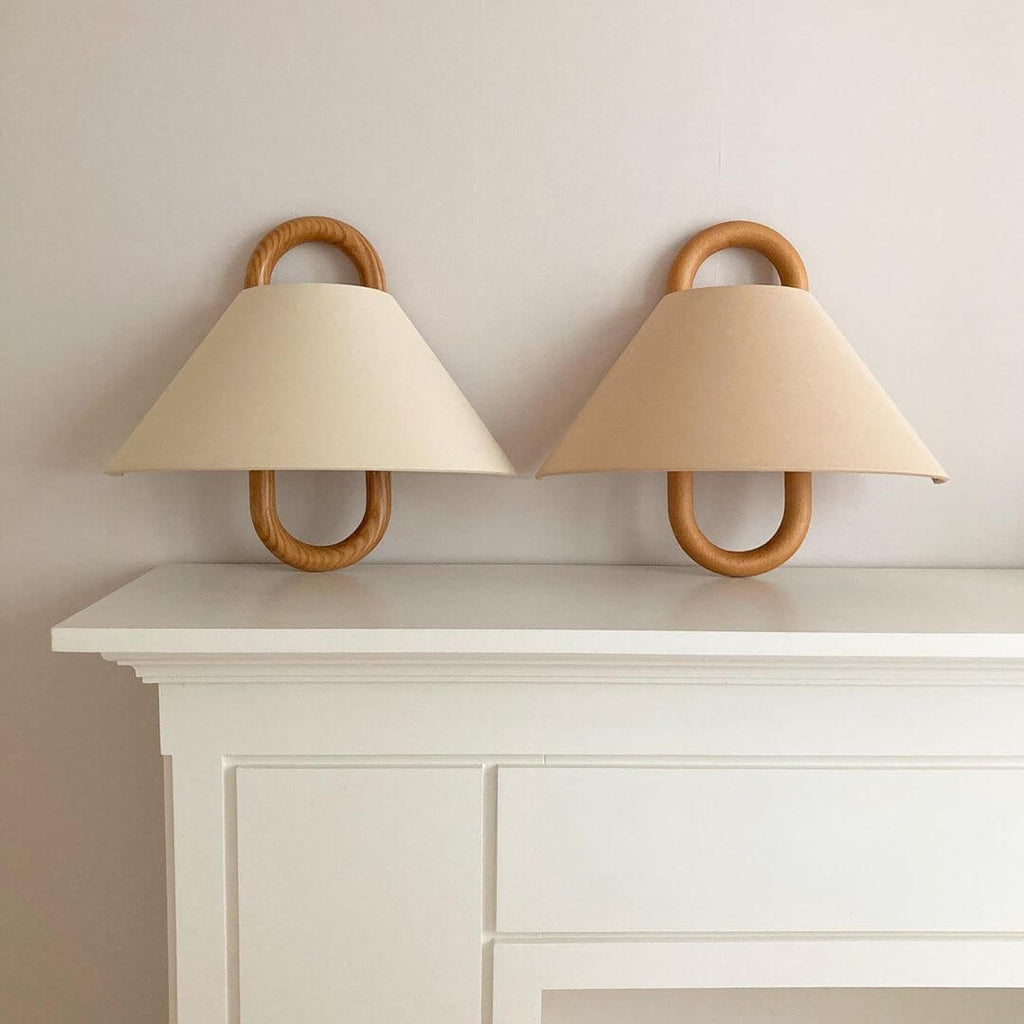 Wood Wall Sconce for Bedroom | Pleated Semi-Circle Shade Modern Lighting | Lologe