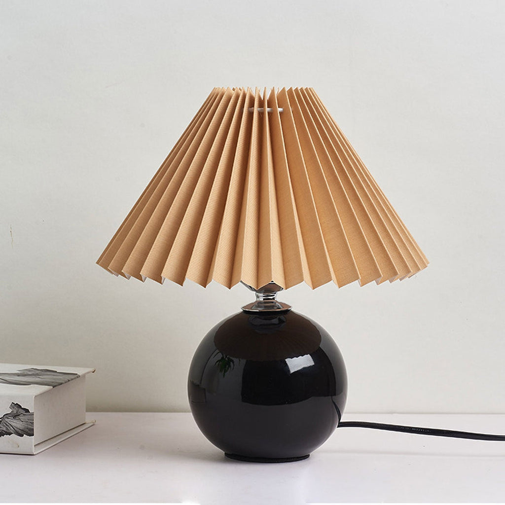 Table Lamp Bedroom Ceramic Pleated Shade | Minimalist Design | Lologe