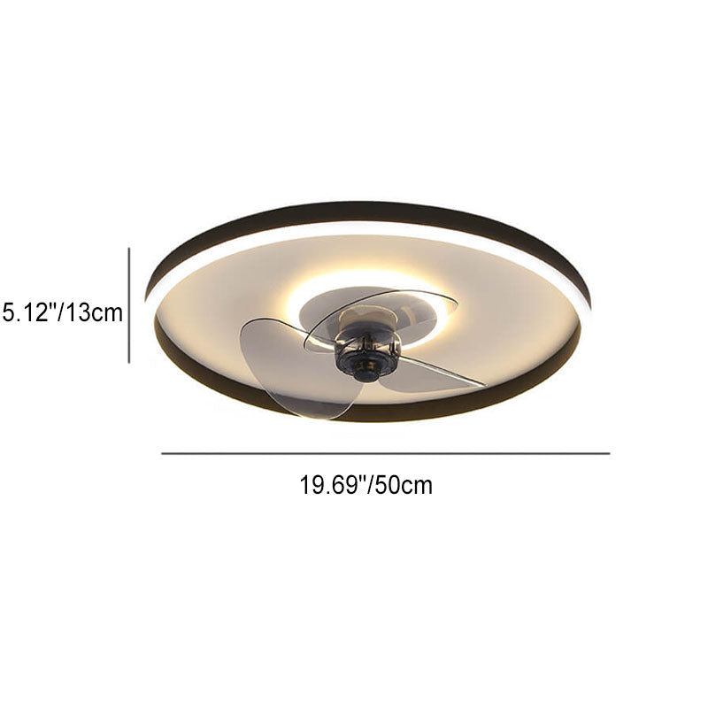 LED Flush Mount Ceiling Fan Light | Modern Minimalist Round | Lologe
