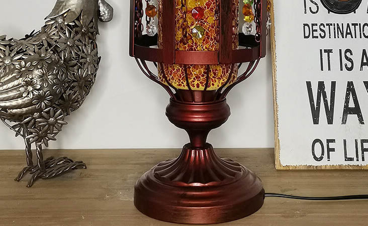 Vintage Turkish Table Lamp | Bedroom Living Room | Stained Glass Lantern | 1-Light | Decorative | Lologe