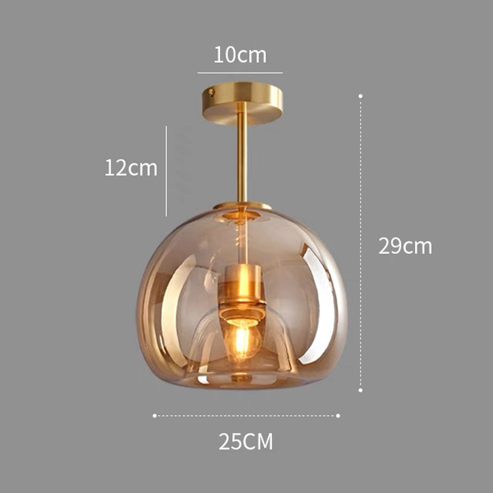 Vintage Glass Gold Ceiling Light | Hallway | Flush Mount | Decorative Glass Shade | Modern | Lologe