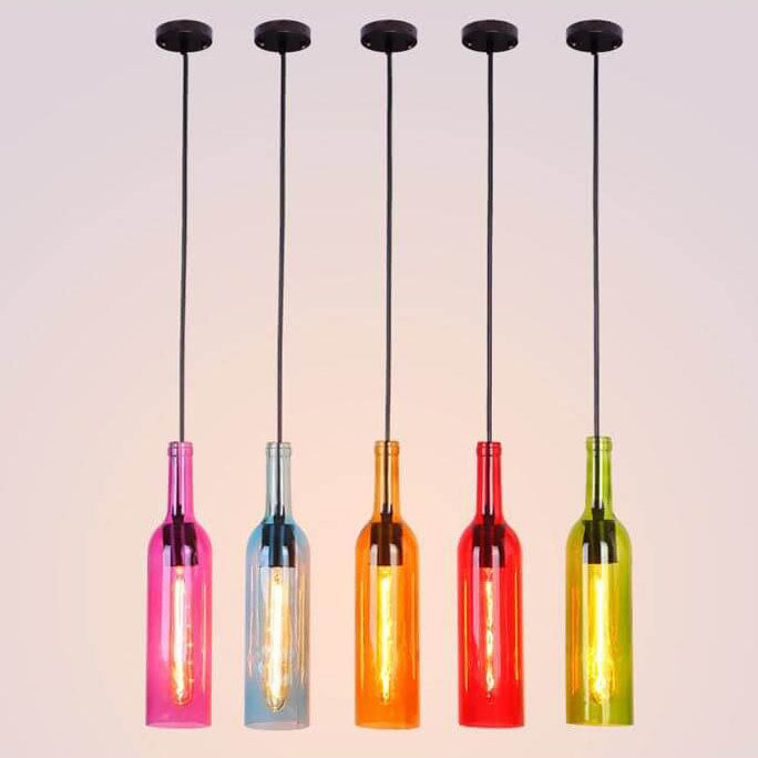 Glass Bottle Pendant Light | Kitchen Island Antique Glass Vintage Style | Lologe