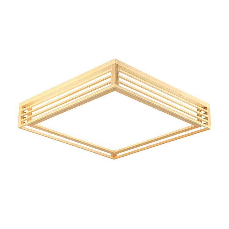 Square LED Flush Mount Ceiling Light | Solid Wood Japanese Tatami | Nordic Style | Lologe