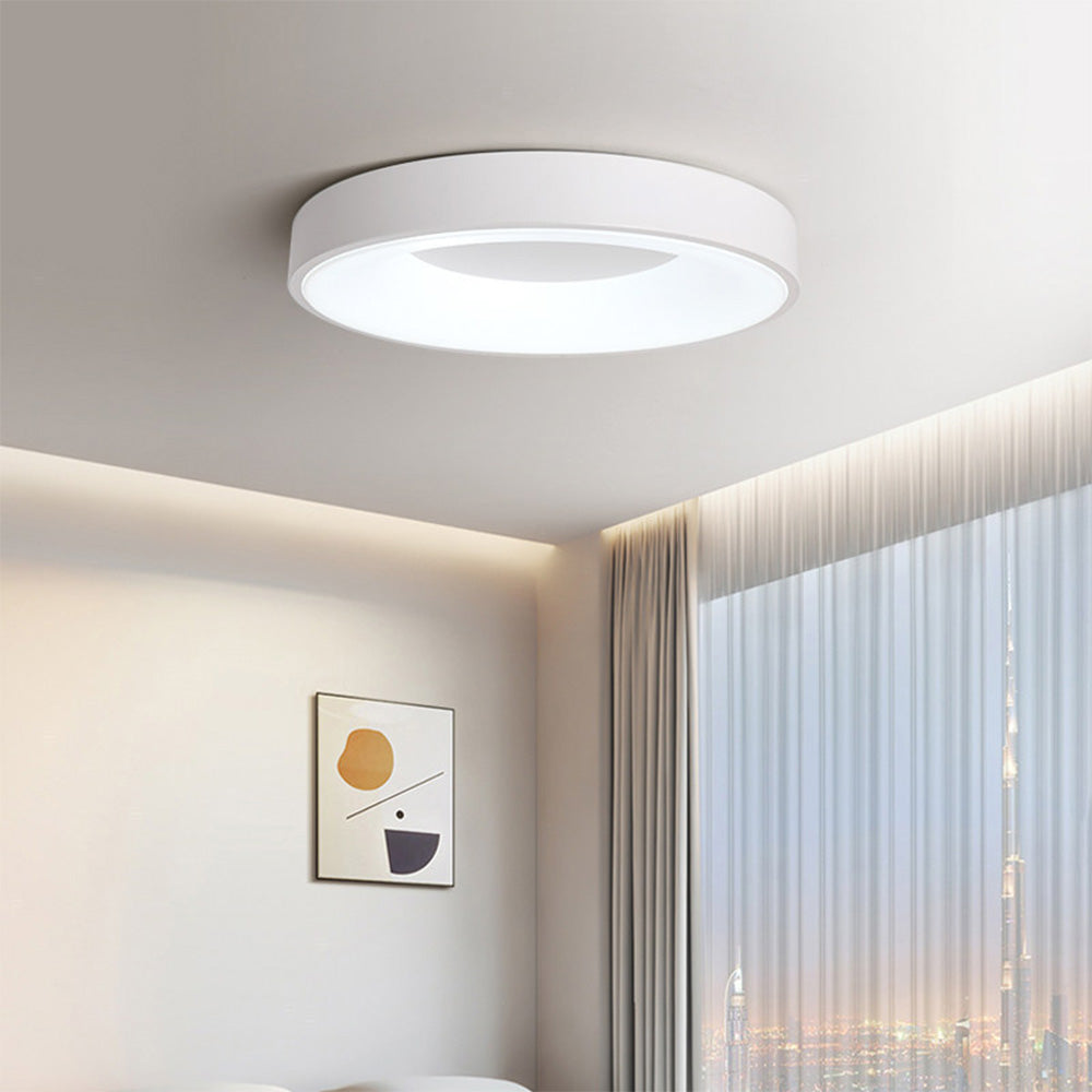 Round Minimalist White Ceiling Light | Living Room Bedroom | LED Flush Mount | Modern Style | Lologe