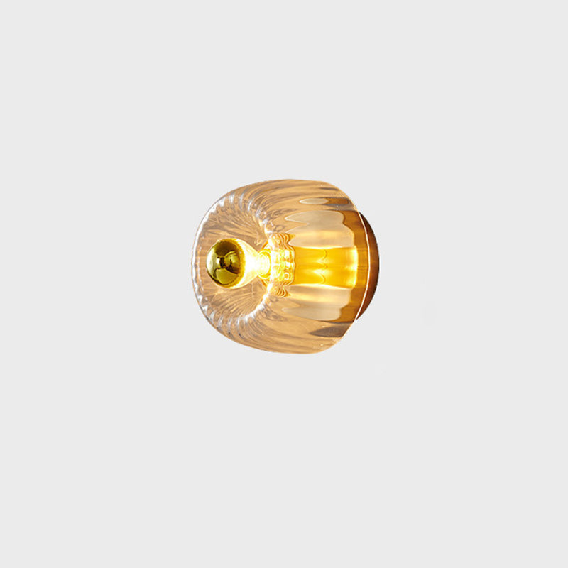 Modern Glass Flush Mount Light | Sun Shape | Full Copper | Dual-Purpose | 1-Light | Lologe