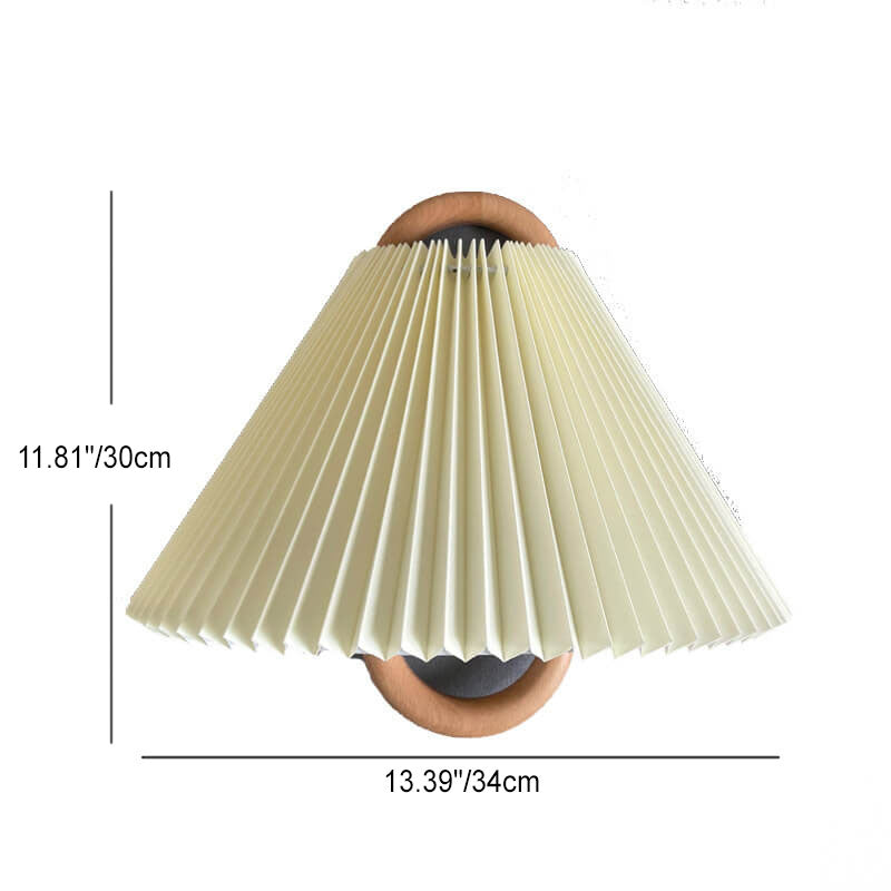 Wood Wall Sconce for Bedroom | Pleated Semi-Circle Shade Modern Lighting | Lologe