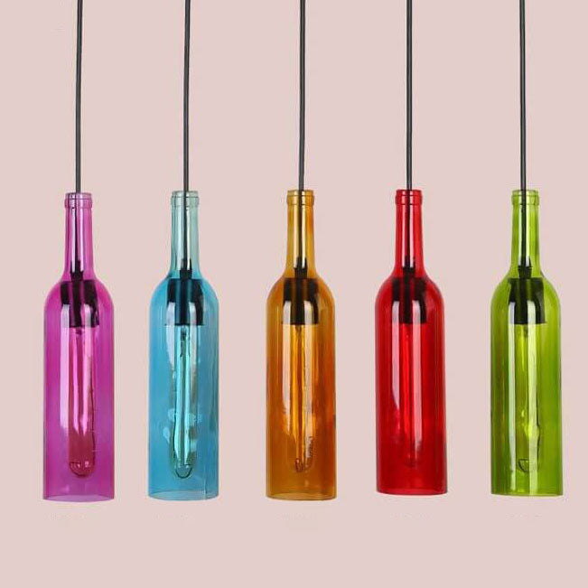 Glass Bottle Pendant Light | Kitchen Island Antique Glass Vintage Style | Lologe